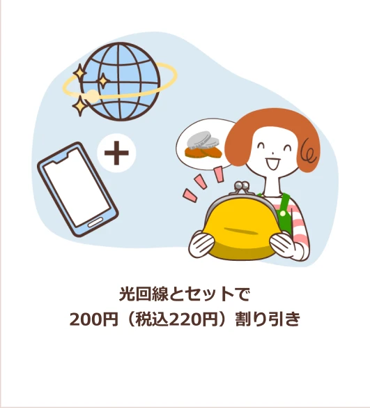 光回線とセットで200円(税込220円)割引